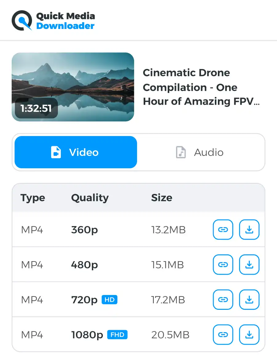 quick media downloader popup